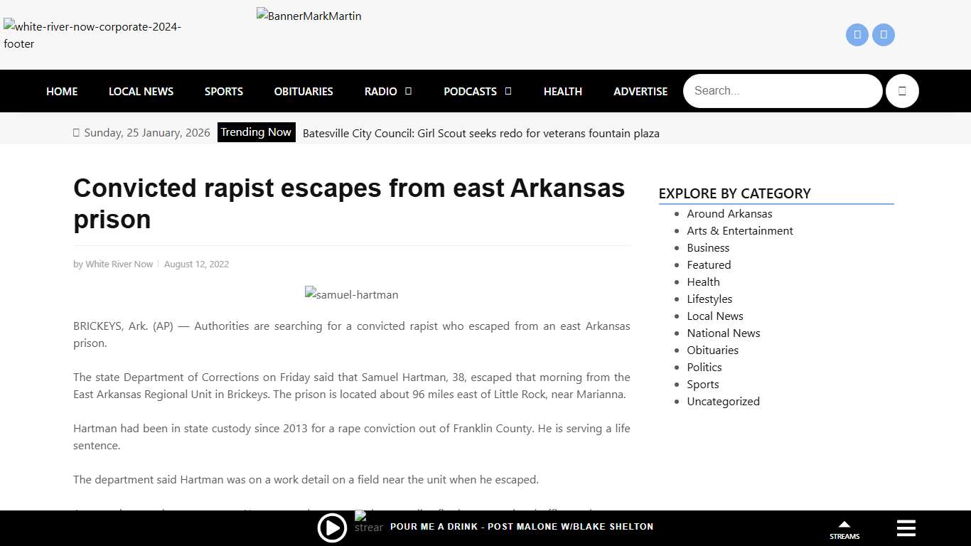Convicted rapist escapes from east Arkansas prison White River Now - Batesville, AR
